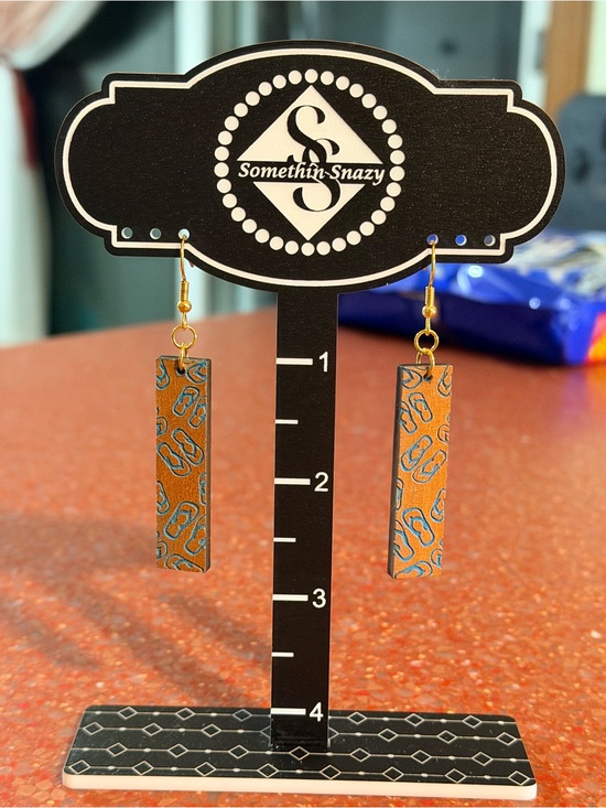 Hand Crafted Jewelry - Hand crafted by me wood engraved flip flop earrings made to order